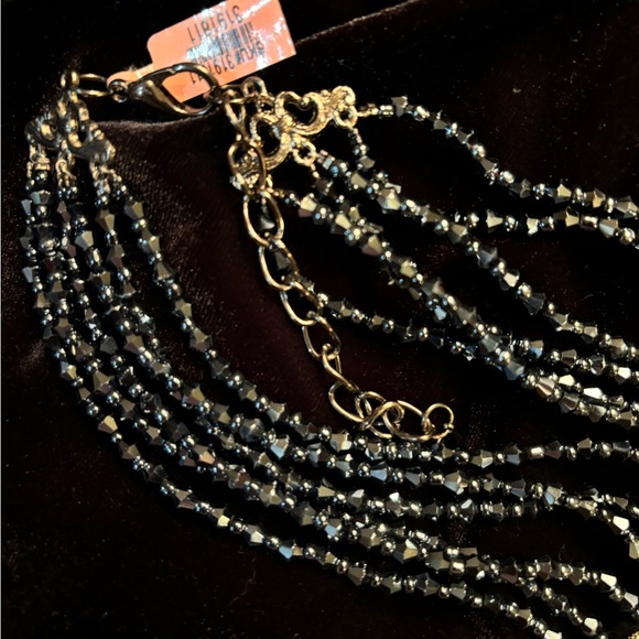 Vintage Large Runway Style 6 Strand Crystal Bib Necklace - Picture 7 of 7